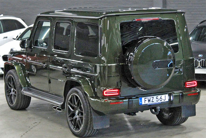 Mörkgrön metallic Mercedes Benz AMG G63 stulen söder om Vellinge