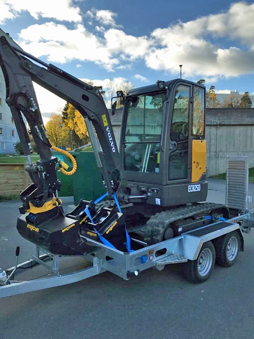 Bandburen grävmaskin Volvo ECR25D stulen Tullinge, Stockholm