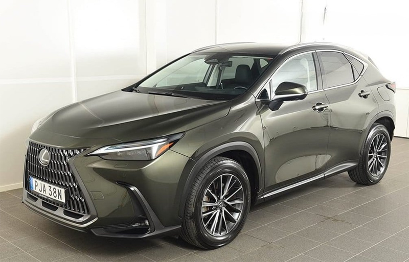 Grön metallic Lexus NX 450H + stulen i Stora Mossen Bromma, Stockholm