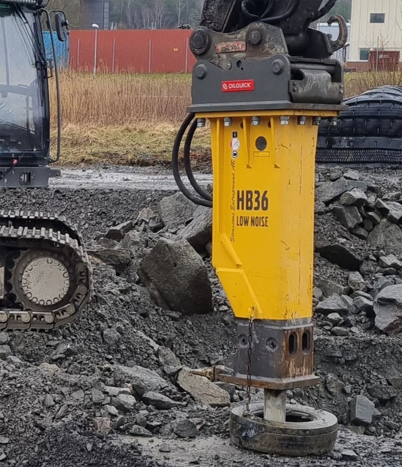 Hydraulhammare till grävmaskin, Volvo HB36 Low Noise stulen på Hisingen i Göteborg