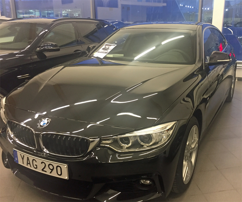 Svart BMW 420D XDrive Gran Coupé stulen i Södertälje