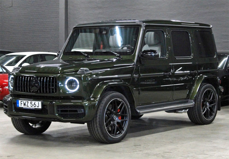 Mörkgrön metallic Mercedes Benz AMG G63 stulen söder om Vellinge