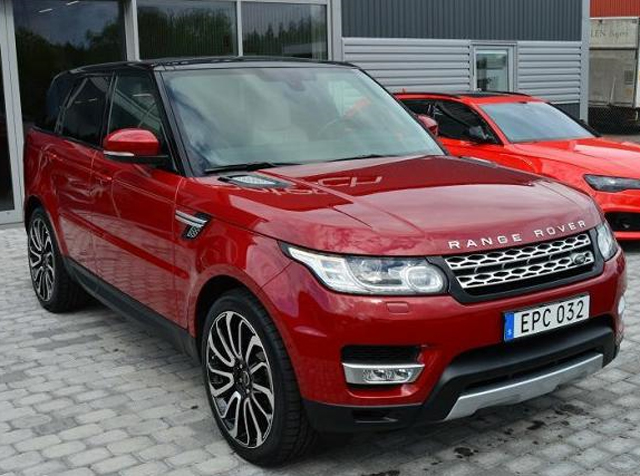 Svenskregistrerad röd metallic Range Rover Sport stulen i Marbella, Spanien