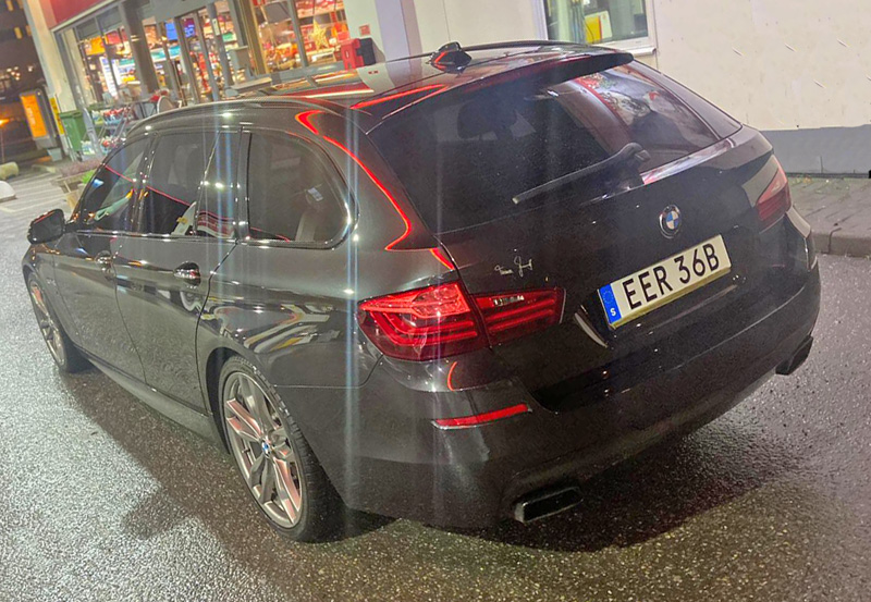 Svart BMW M550D Xdrive Touring stulen i Hägersten, Stockholm