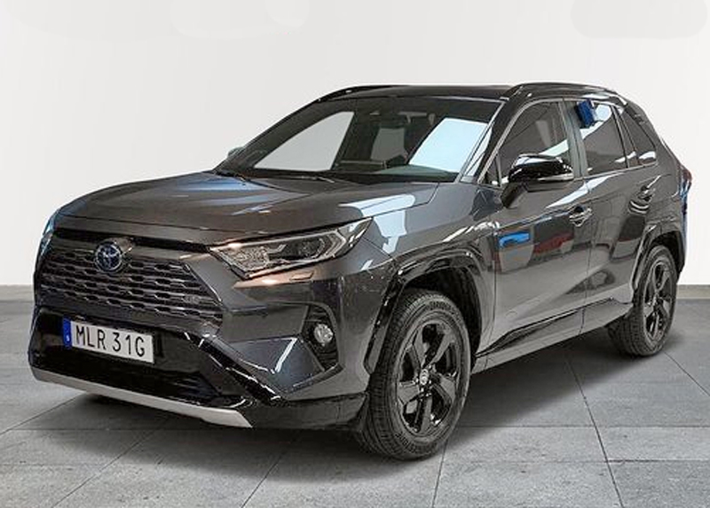 Grå metallic med svart tak Toyota RAV4 Hybrid AWD Style stulen i Täby norr om Stockholm