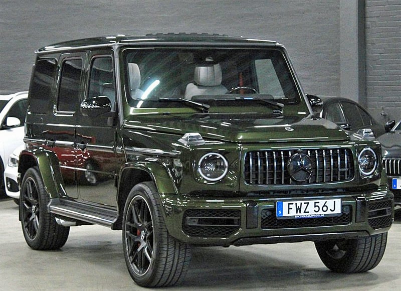 Mörkgrön metallic Mercedes Benz AMG G63 stulen söder om Vellinge