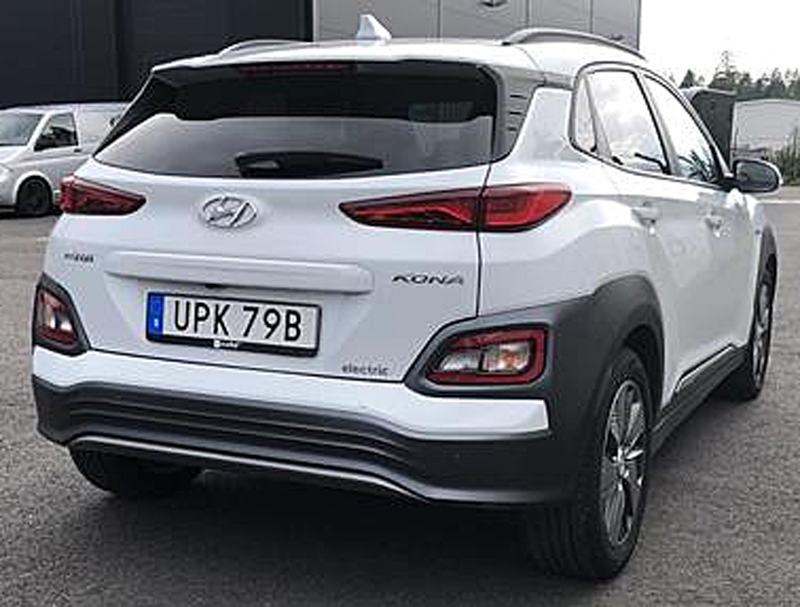 Vit Hyundai Kona Electric stulen i Älvsjö söder om Stockholm