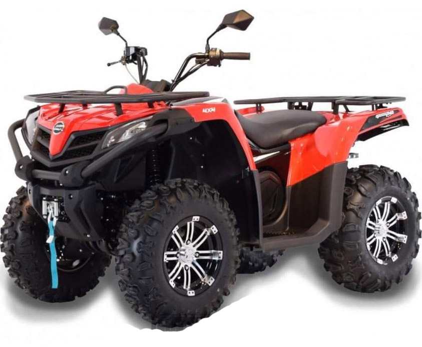 Röd fyrhjuling CFMoto CForce 520S stulen i Berga väster om Oskarshamn