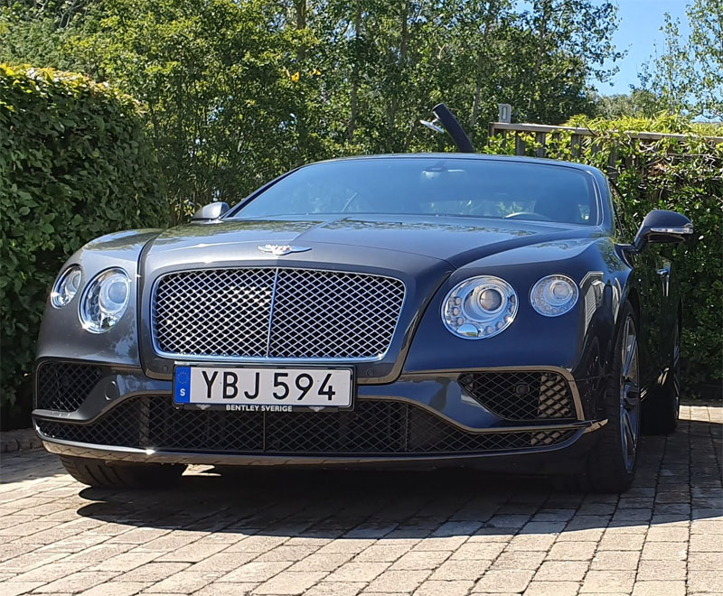 Grå metallic Bentley Continental GT V8 stulen i Hjärup mellan Malmö och Lund