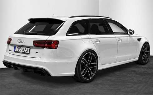 Vit Audi RS6 Avant Quattro stulen i Upplands Väsby norr om Stockholm