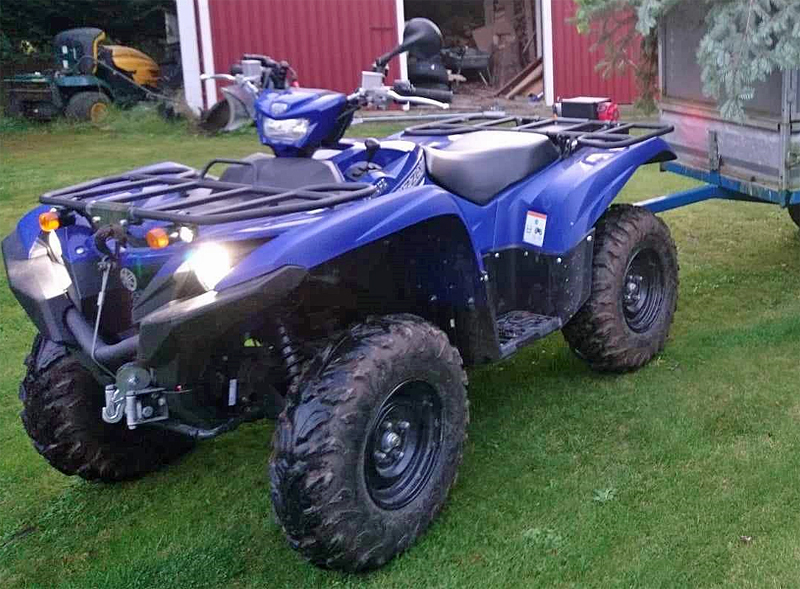 Blå Quaddy Grizzly (Yamaha Grizzly) stulen i Klagstorp mellan Ystad och Trelleborg