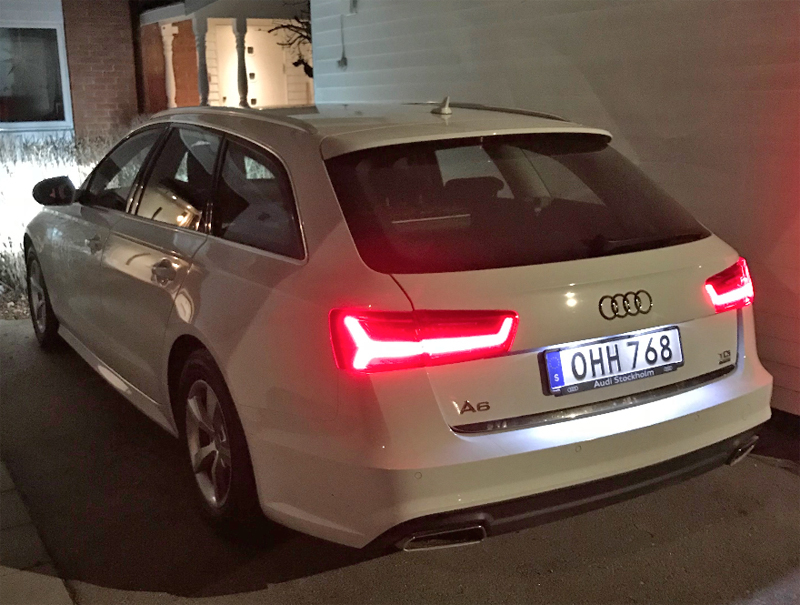 Vit Audi A6 Avant 2.0 TDI stulen i Skälby, Järfälla nordväst om Stockholm