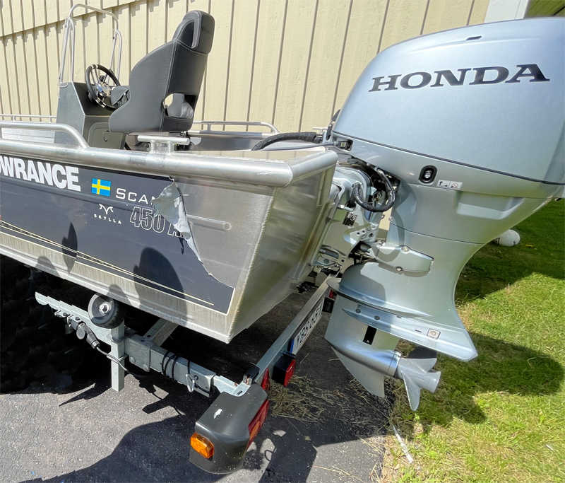 Scandica 450 Alu med 100 Hk Honda stulen på trailer i Ullared