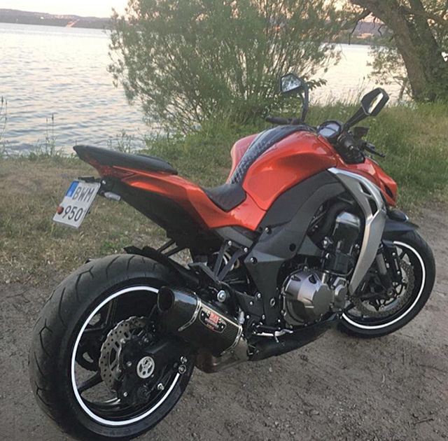 Orange Kawasaki Z1000 ABS stulen i Halmstad