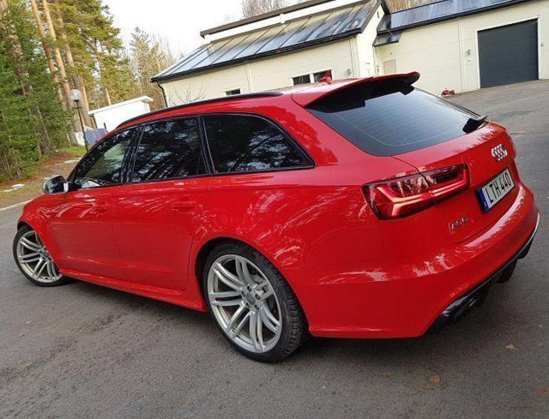 Röd Audi RS6 Avant Quattro stulen i Lomma