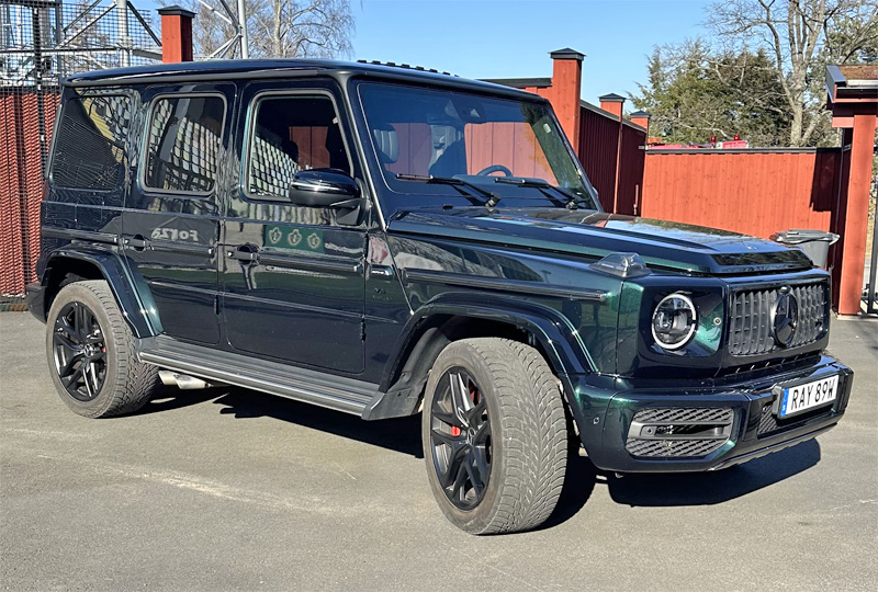 Mörkgrön Mercedes Benz AMG G 63 stulen i Barnarp utanför Jönköping