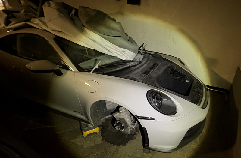 Porsche 911/992 GT3 slaktad på Kungsholmen i Stockholm