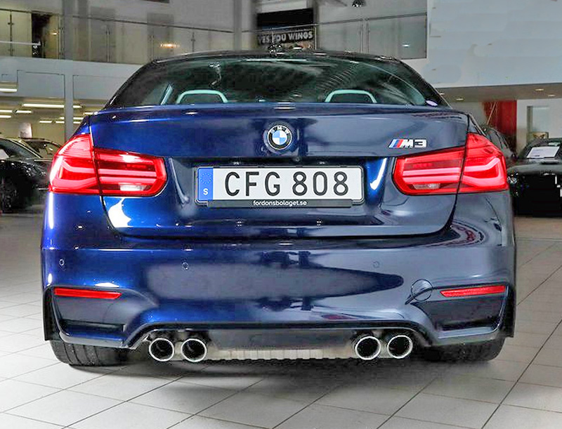 Blå metallic BMW M3 F80 stulen i Bromma, Stockholm