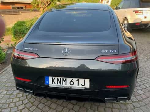 Mörkgrå Mercedes-Benz AMG GT 63 4-dörrars Coupé 4MATIC+ stulen i Onsala söder om Kungsbacka