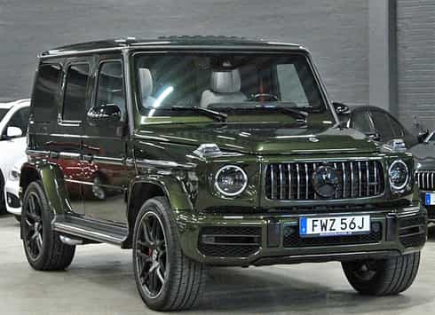 Mörkgrön metallic Mercedes Benz AMG G63 stulen söder om Vellinge